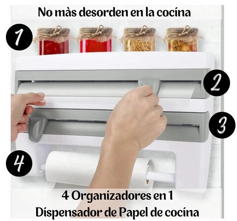 Dispensador de Rollos de Cocina 4 en 1