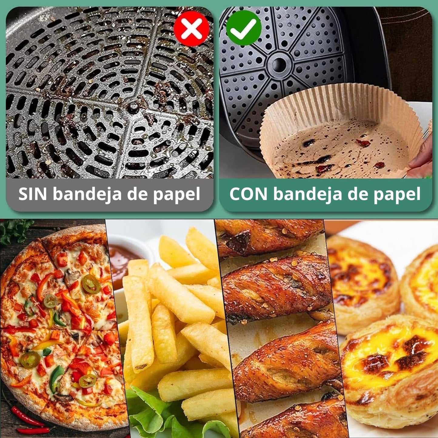 Bandejas de Papel para Air Fryer (100 ud.)