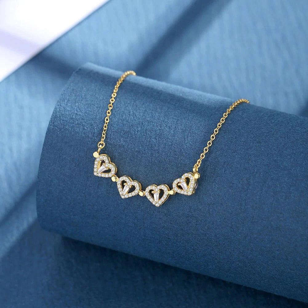 Collar Buena Suerte de Trébol con Corazoncitos